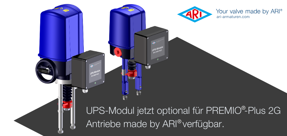 UPS-Modul nun optional verfügbar für unsere elektrischen PREMIO-Plus 2G Stellantriebe.